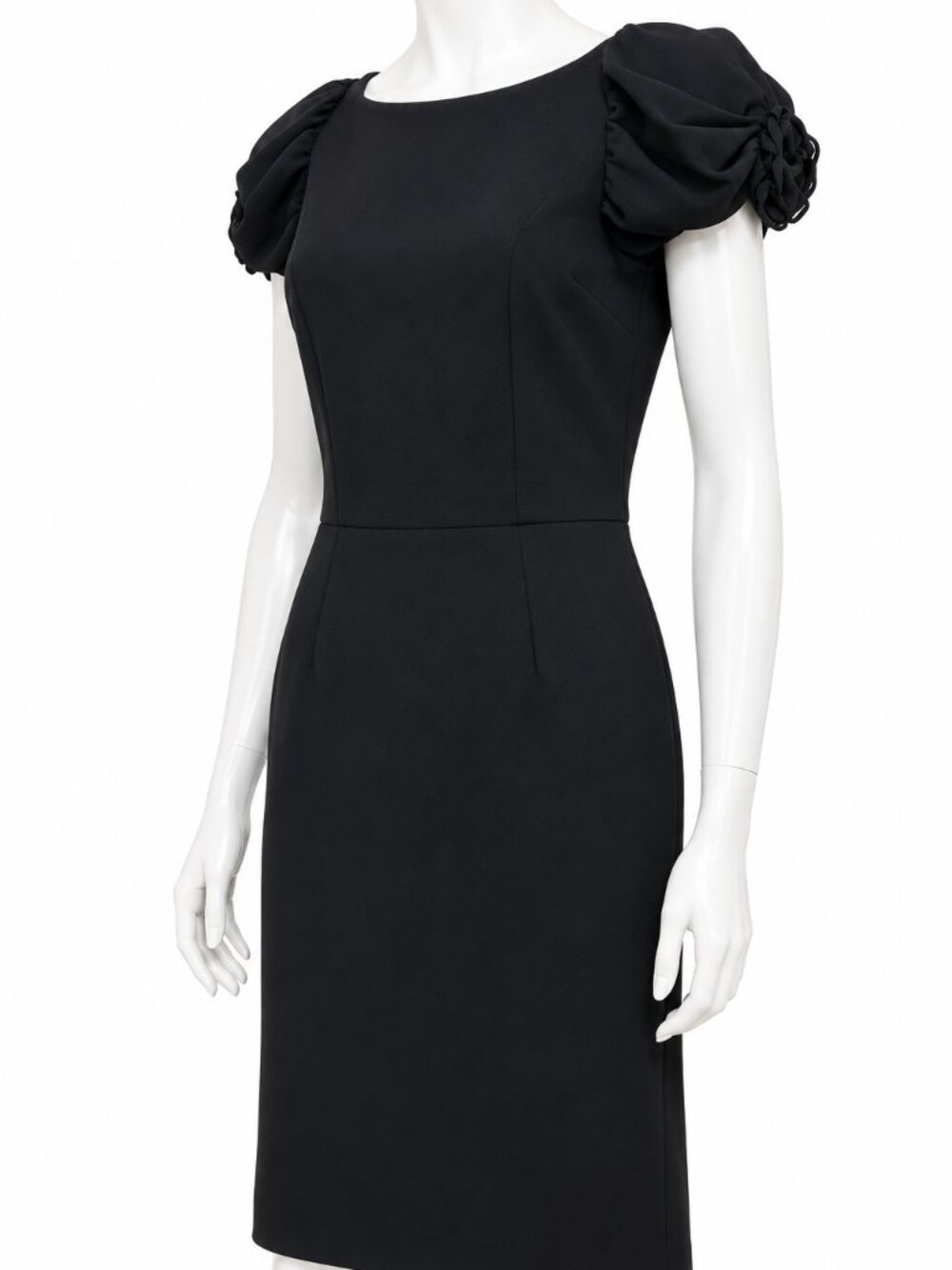 Dolce Gabbana Black Wool Dress IT 42, D&G Puff Sleeve Sheath Dress Made in Italy